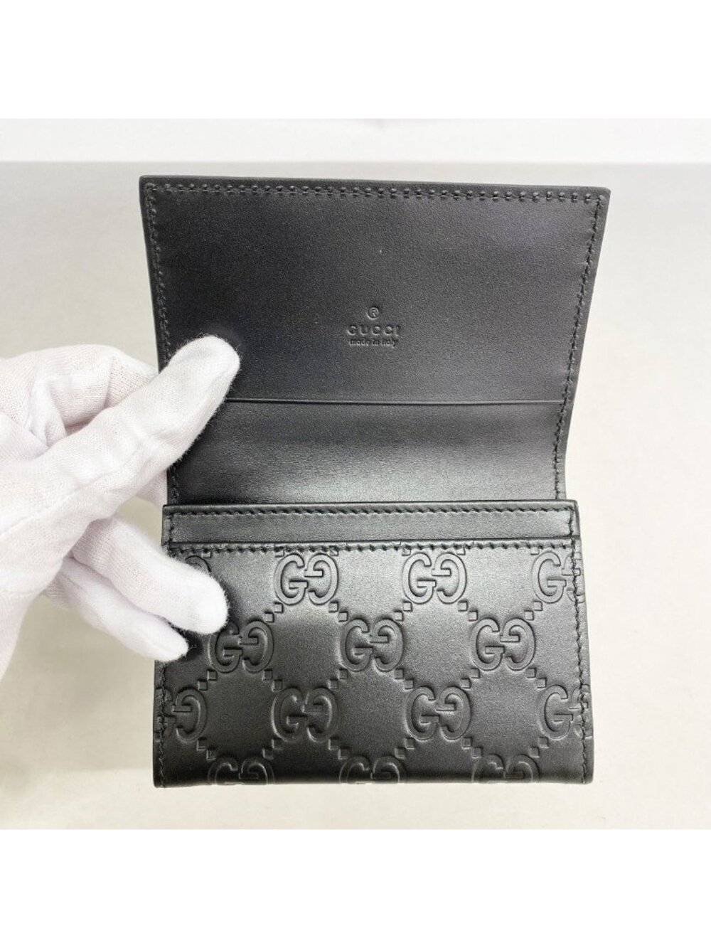 Gucci Business Card Holder Guccissima Leather Black Silver - Picture 3 of 7